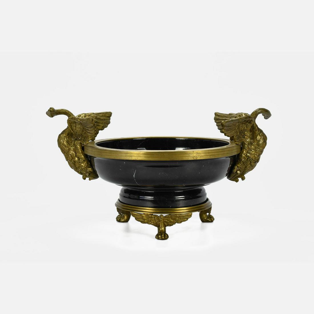 Figural Swan Bronze Mounted Black Marble Center Bowl (1 of 14)