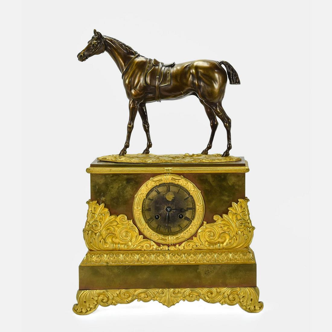 Antique French Equestrian Gilt Bronze Mantel Clock (1 of 16)