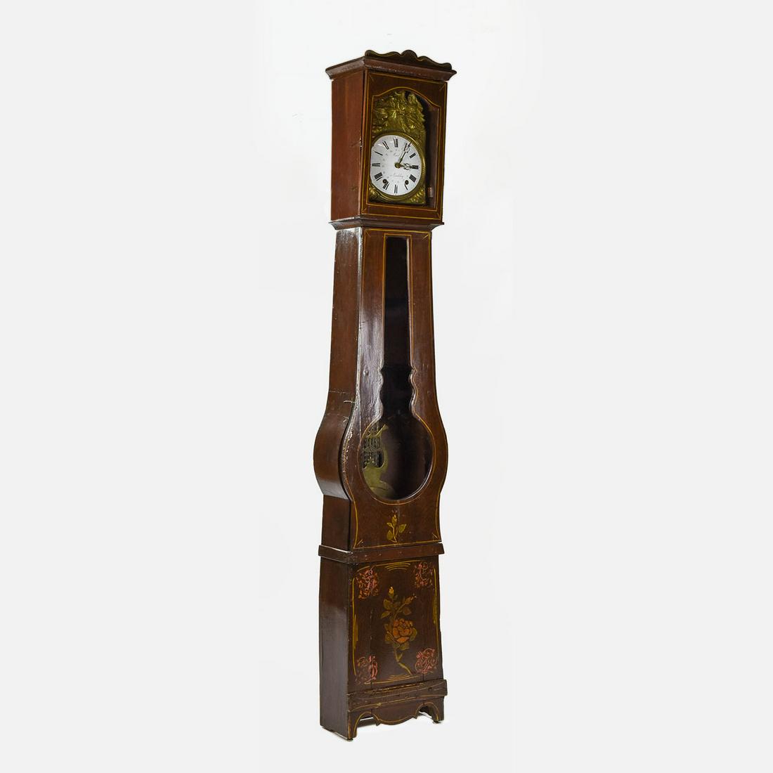 19thC French Tall Case Painted Wood Grain Clock (1 of 13)