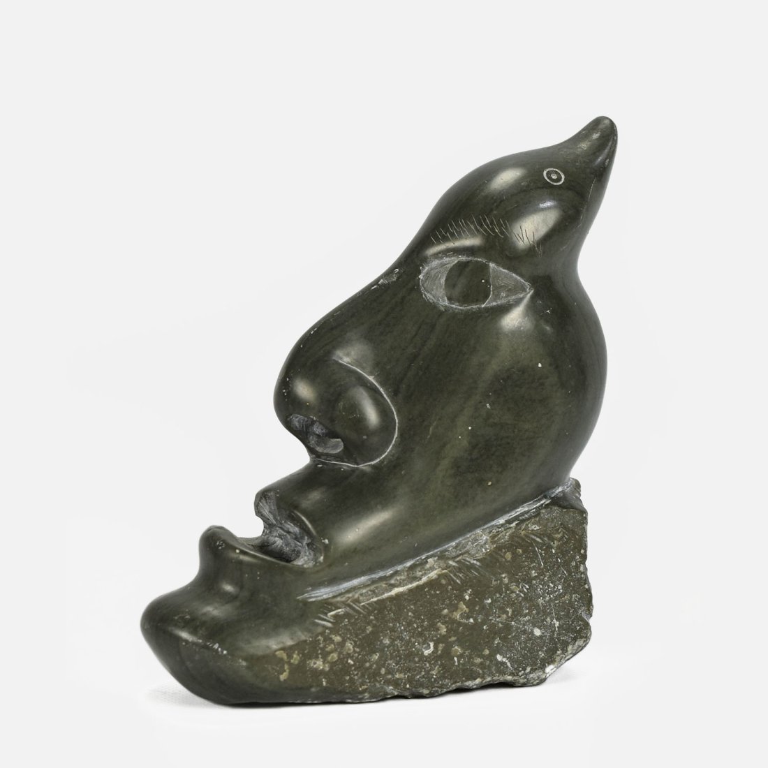 Inuit Gray-Green Carved Soapstone Statue Figurine (1 of 12)