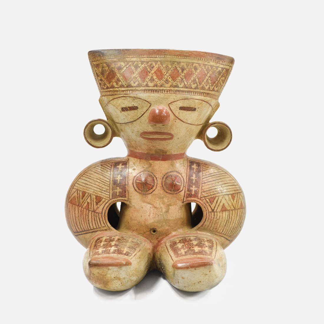 Fine Pre-Columbian Seated Guabal Polychrome Figure (1 of 8)