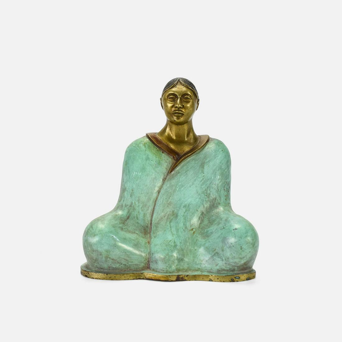 Signed "Miguel Angel M" Seated Woman Bronze Statue (1 of 13)