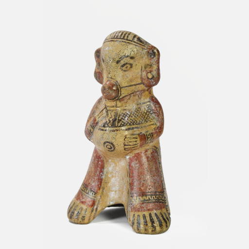 Antique Pre Columbian Painted Pottery Pregnant Figurine Costa Rica