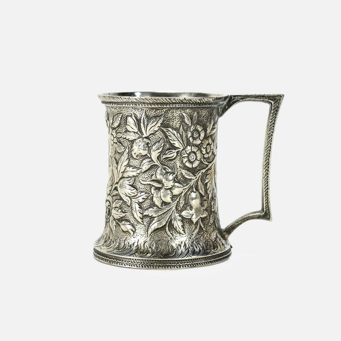 Nice 1860s Kirk & Son Silver Repousse Can Mug (1 of 12)