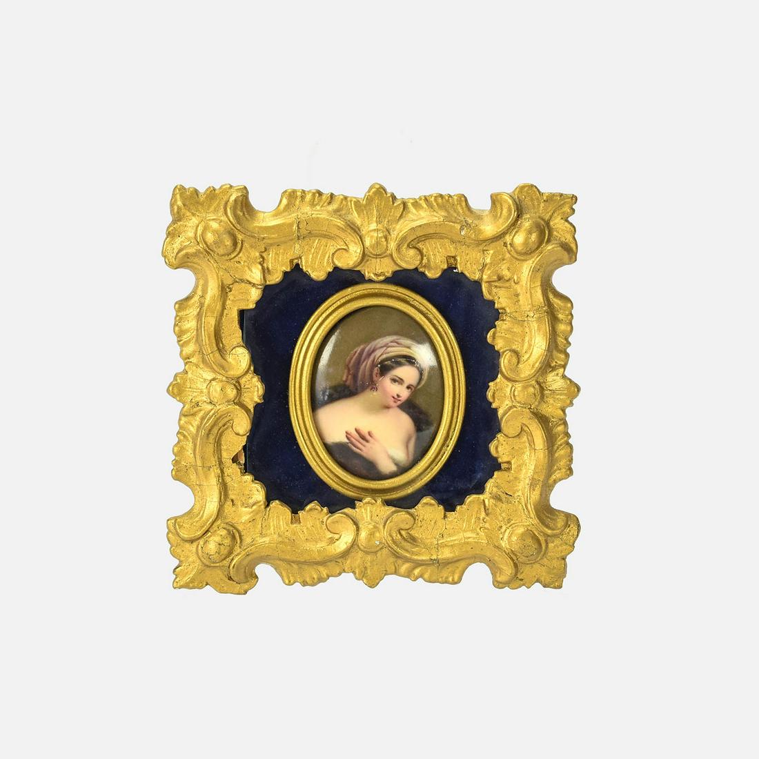 Framed Miniature German Porcelain Plaque Painting (1 of 6)