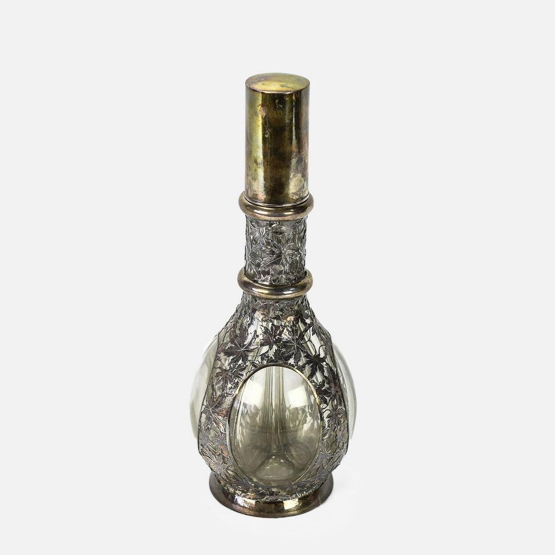 Japanese 950 Silver Overlay 4 Chamber Glass Decanter