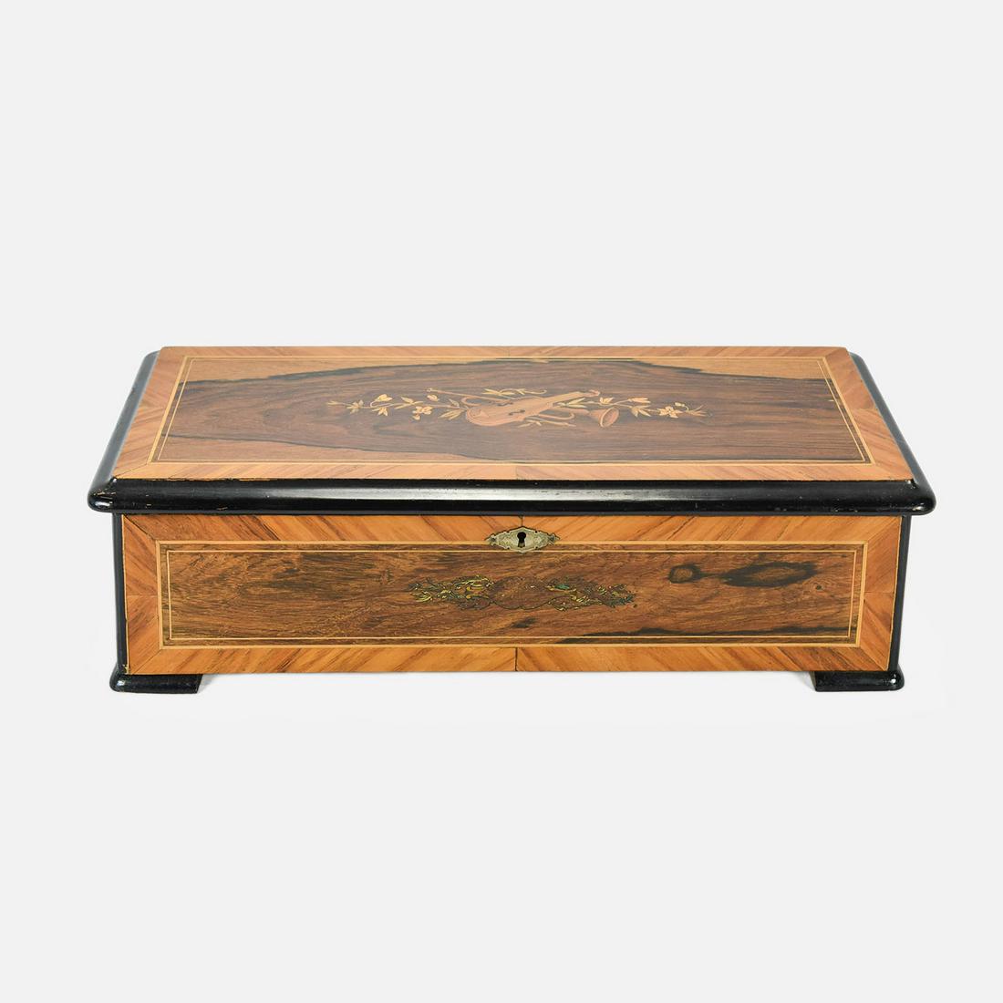 Antique Swiss 10 Air Rosewood Cylinder Music Box: Ca. Last half 19thC. Needs cleaning and oil-this was estate found and has not been used for some years. Runs, however remains intermittently slow due to old oil needing attention. Complete, no broken 