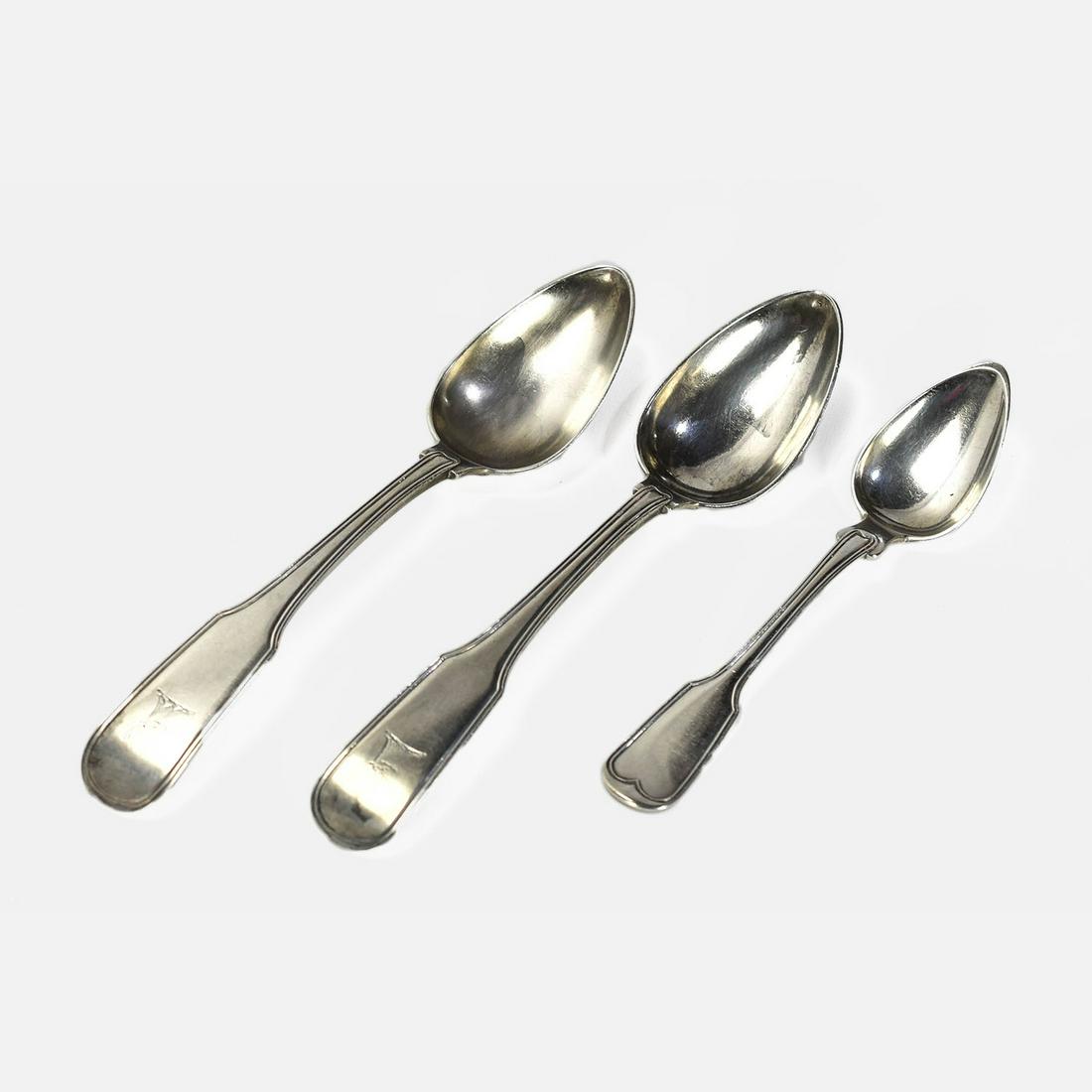 Three A.E. Warner Baltimore 1850s Coin Silver Spoons (1 of 5)