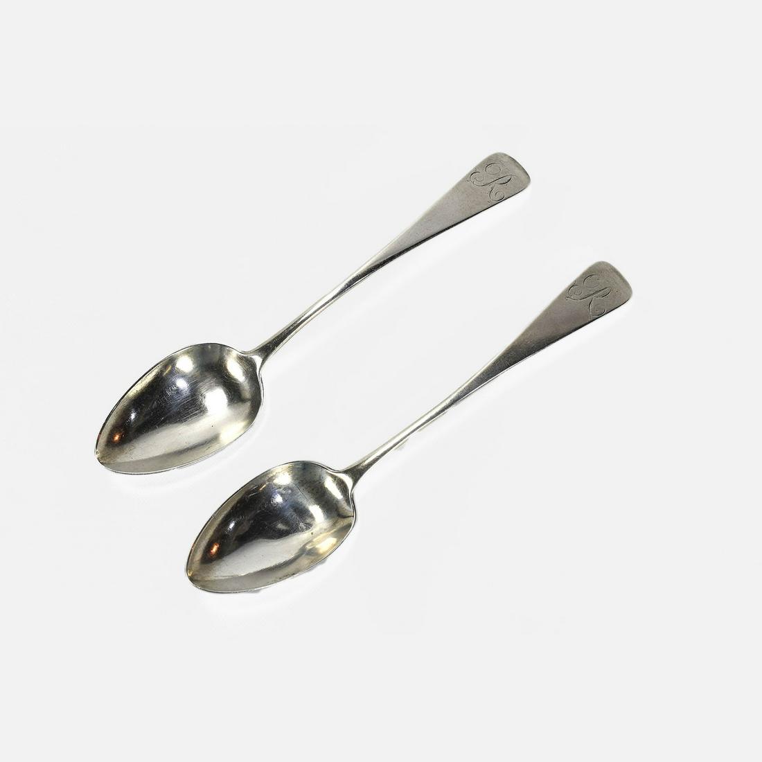 Standish Barry Coin Silver Serving Spoon RARE PAIR (1 of 8)