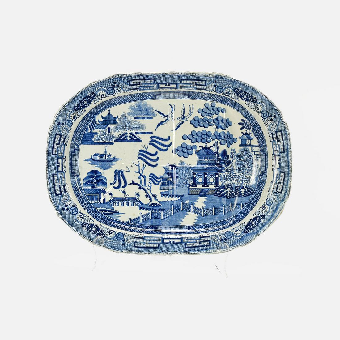 Big Mid 19thC Antique Blue Willow Deep Meat Platter (1 of 8)
