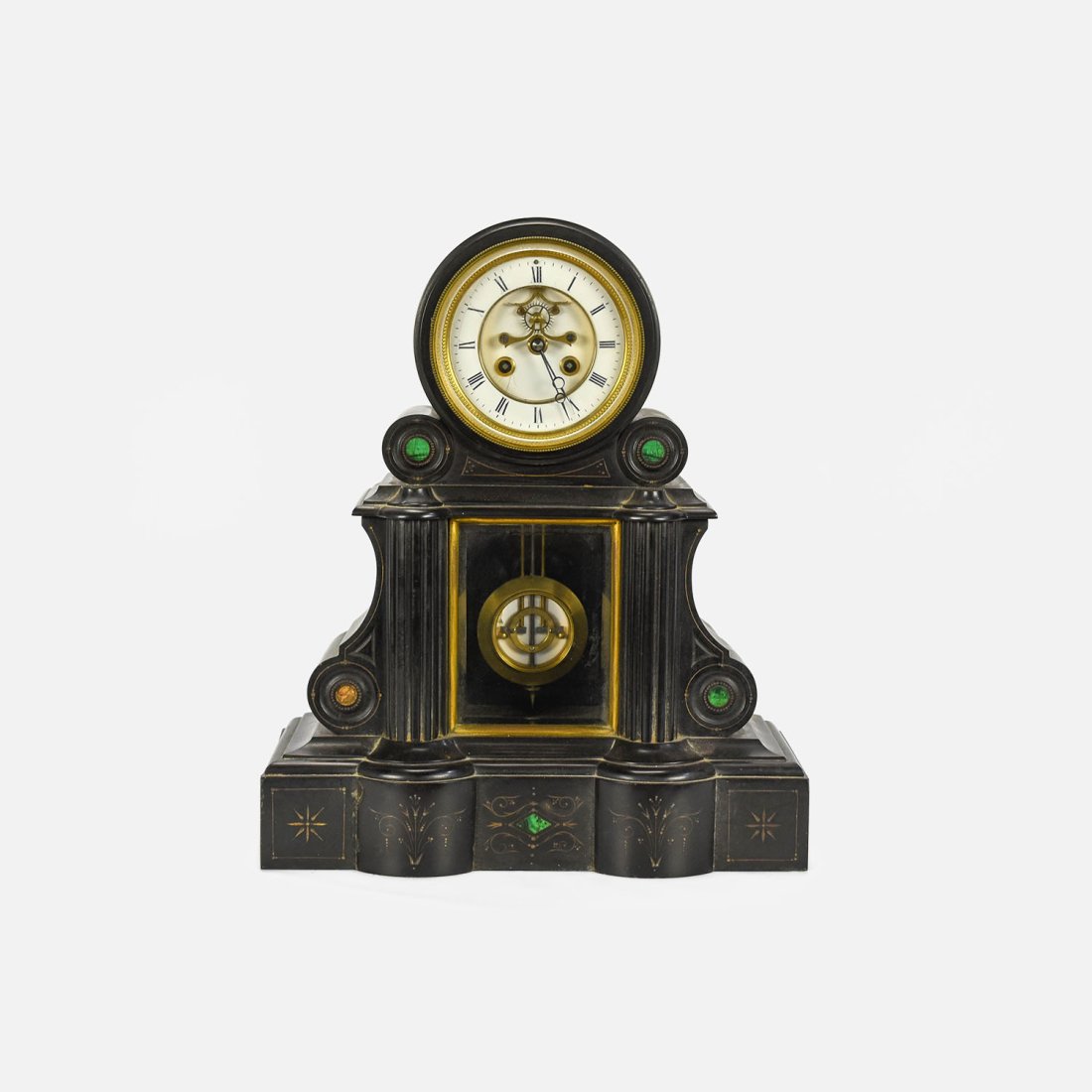 Antique Marti et Cie French Slate Malachite Clock (1 of 11)
