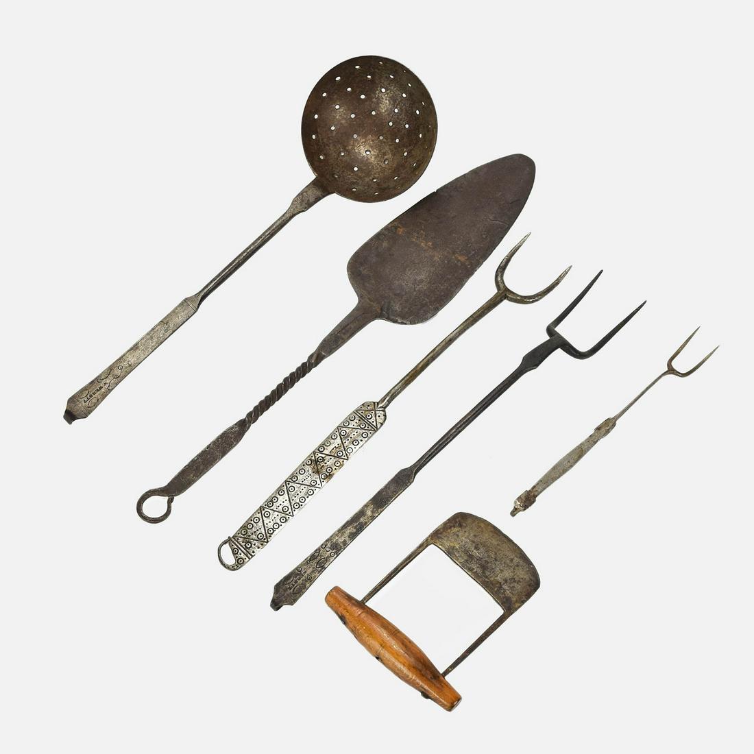 Early 19thC Wrought Iron Kitchen Utensils W. Werntz (1 of 13)
