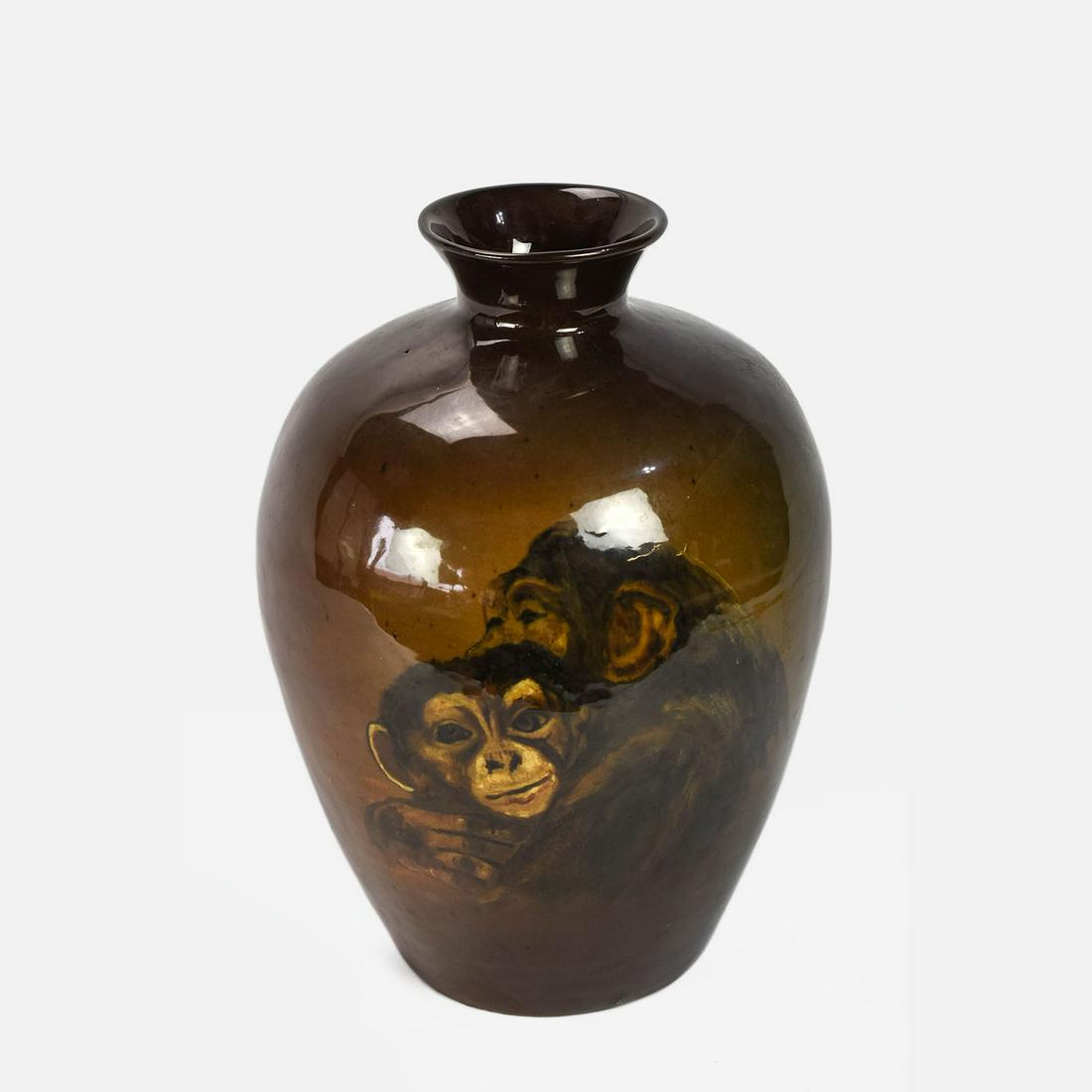 Rozart Art Pottery Standard Glaze Monkey Vase (1 of 7)