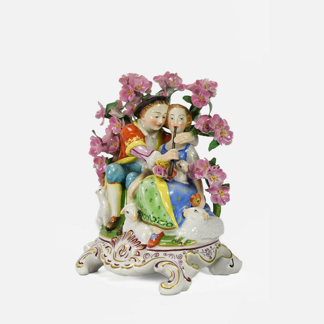 Antique Herend Porcelain Courting Couple w/Flowers (1 of 12)