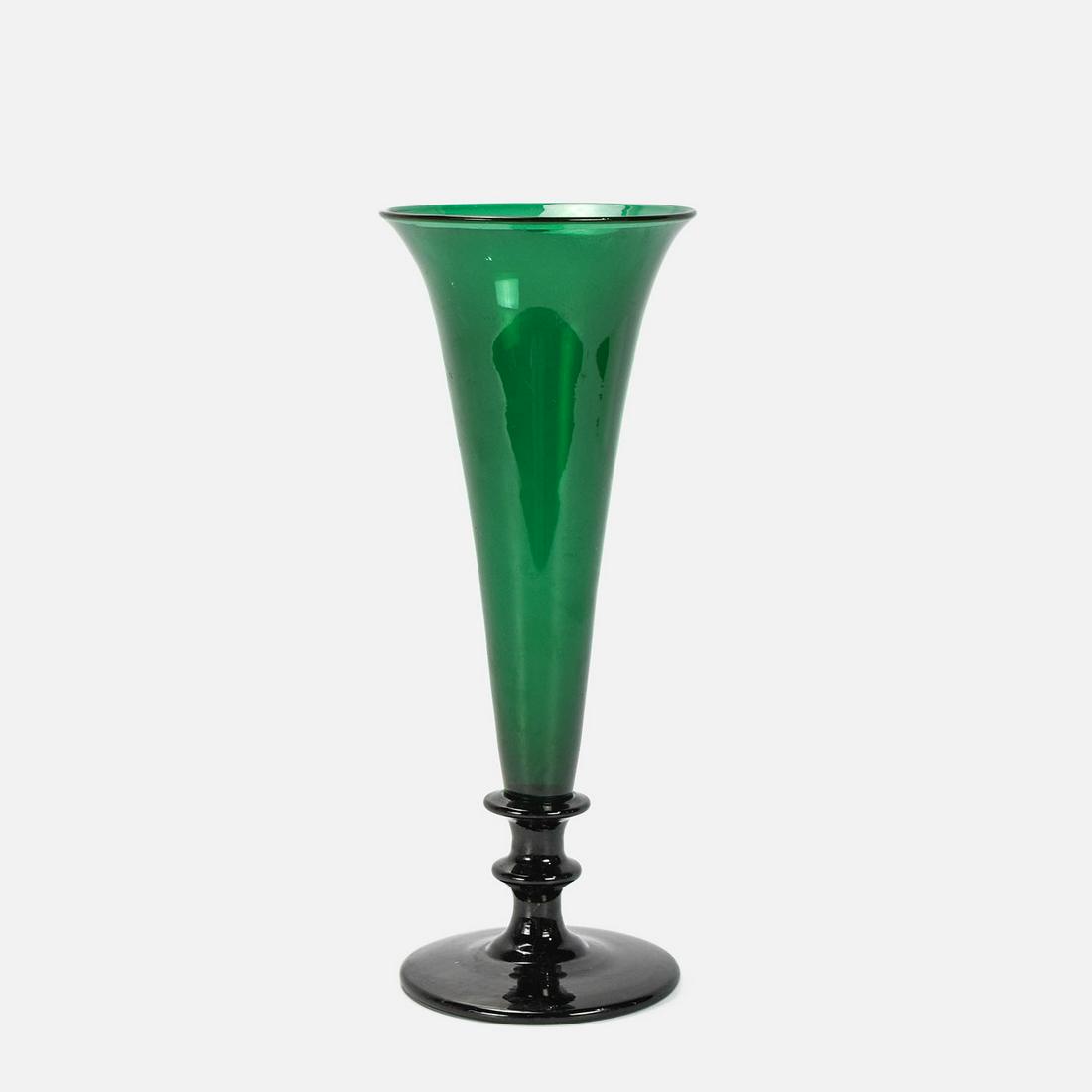 Early American Blown Glass Green Trumpet Vase (1 of 8)