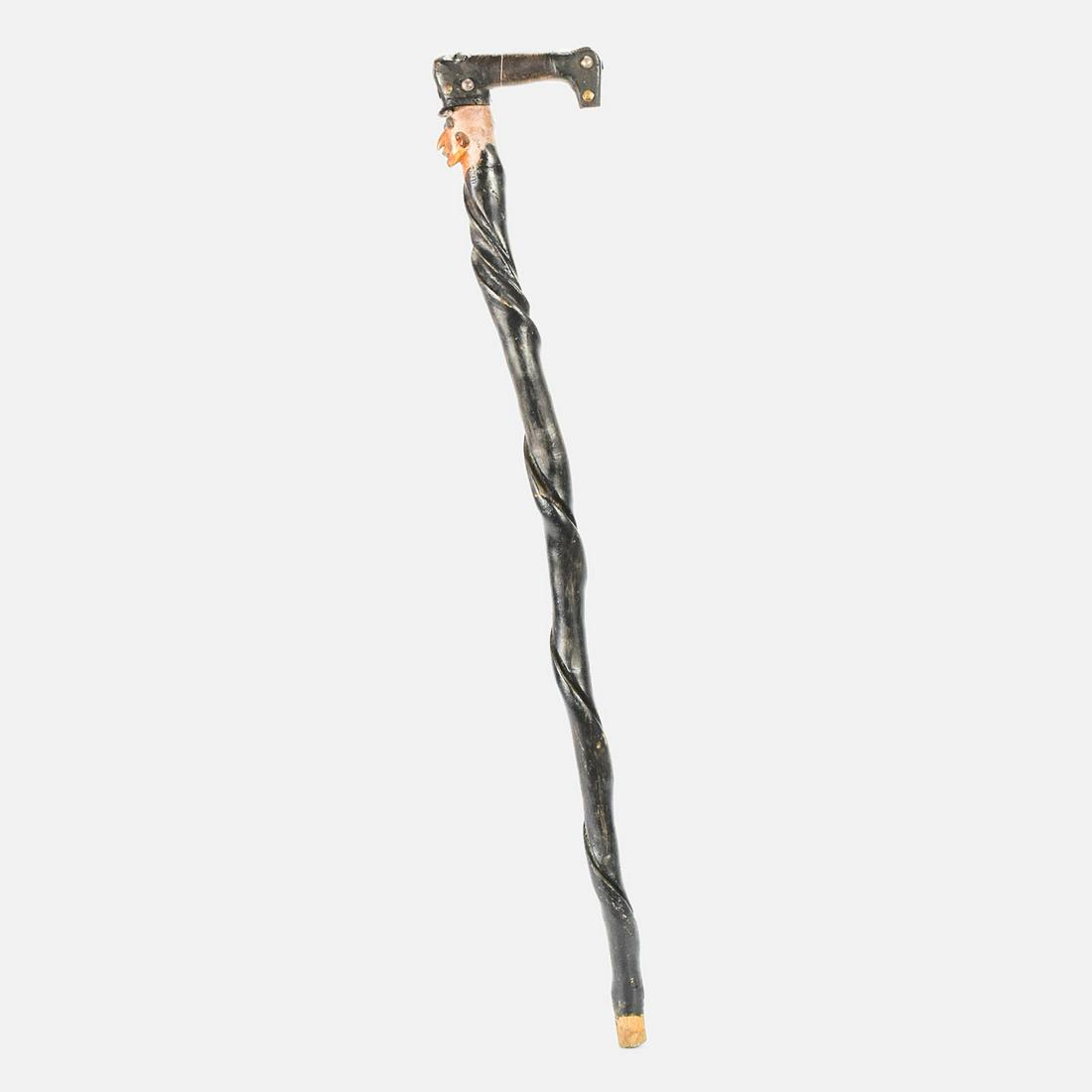 Antique Folk Art Mans Face Carved Wood Cane (1 of 9)