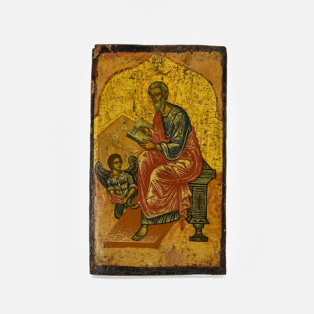 Antique Greek Wood Panel Hand Painted Icon (1 of 6)