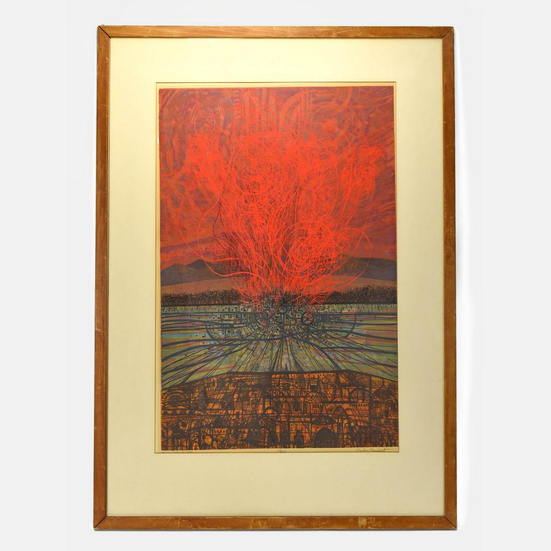 Bob Burkert "Burning City" Large Silkscreen Print 1/30 (1 of 9)