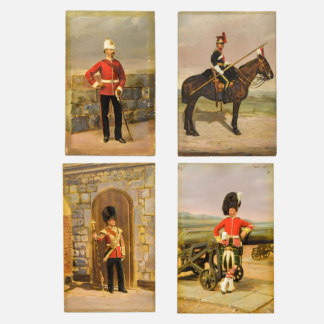 Four 19thC Painting Set English Guards (1 of 13)