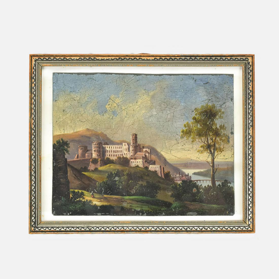 Antique 18thC Academic English Landscape Framed Oil Painting. (1 of 3)