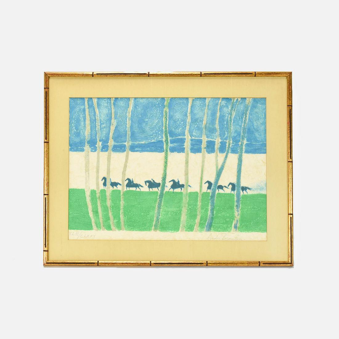 Original Andre Brasilier Lithograph Signed Cavaliers Series Print (1 of 6)