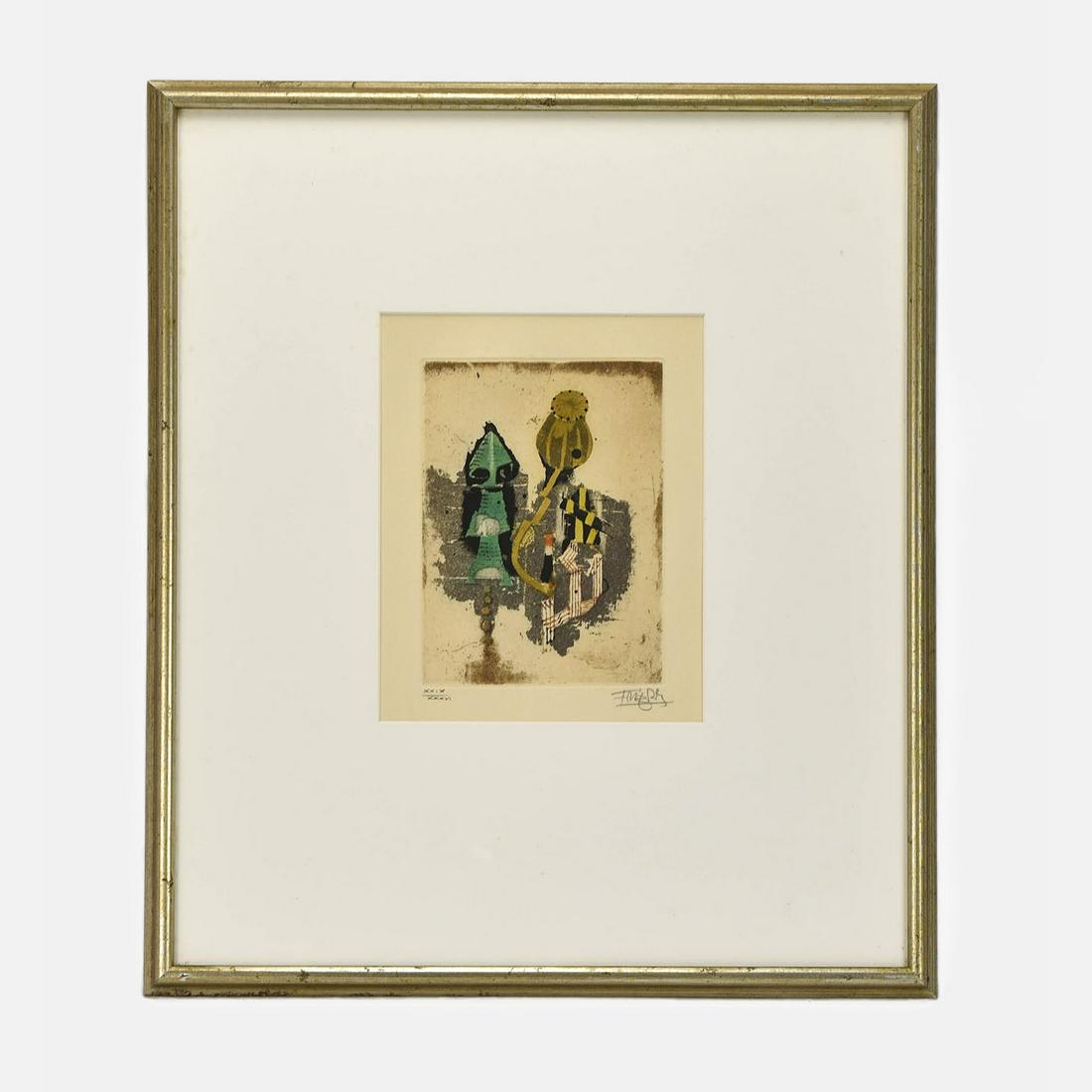 Johnny Friedaender "I Think All" Framed Aquatint Etching #2 (1 of 6)