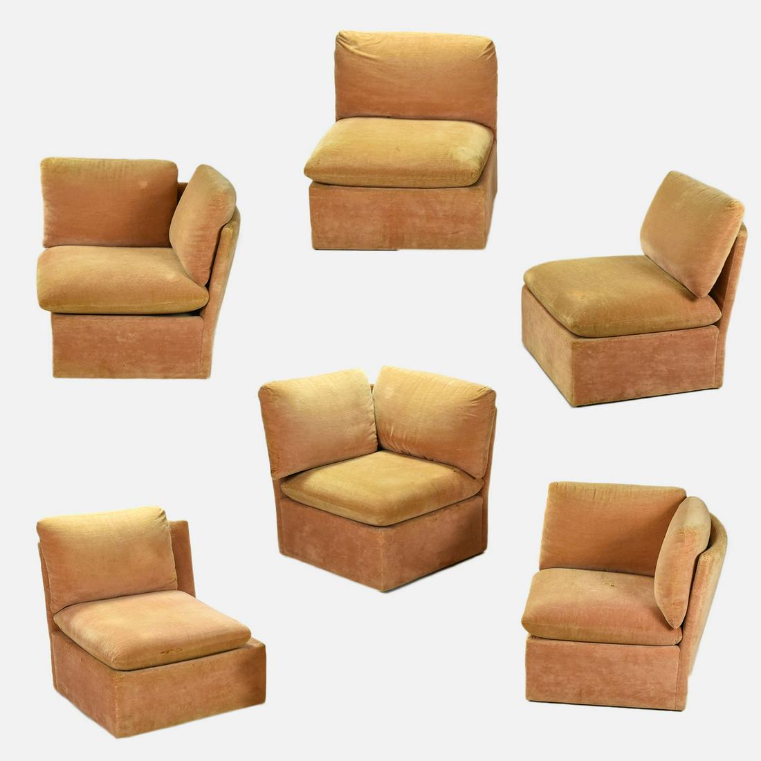 Milo Baughman Sectional Sofa For Thayer Coggin: Stains and spills. Corner piece dimensions: H: 32 W: 29 D: 36. Center piece dimensions: H: 28 W: 31 D: 30