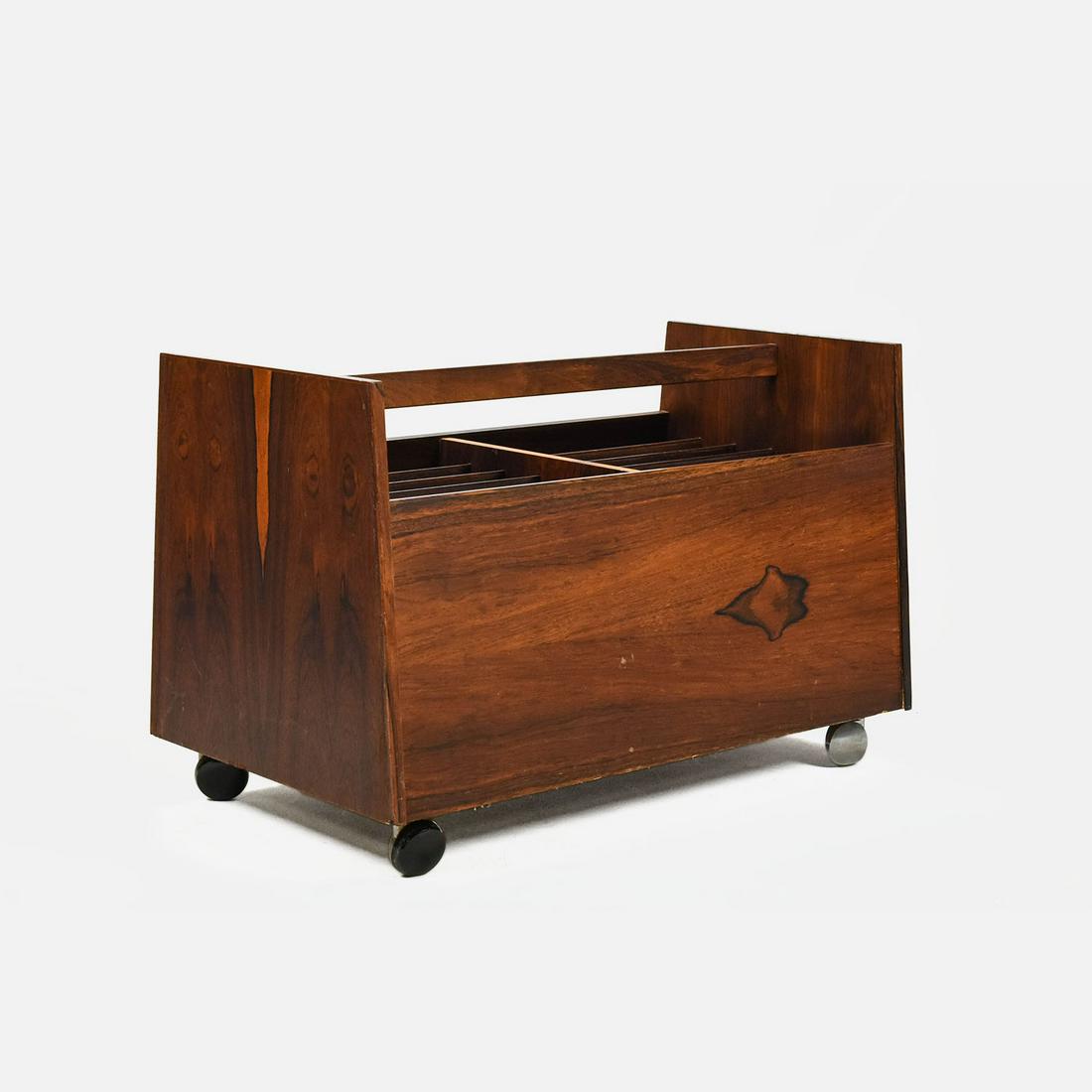 Rolf Hesland Rosewood Record Magazine Holder Bruksbo MCM: Very good estate found condition with age appropriate wear and patina. Made in Norway. Retains original tag.