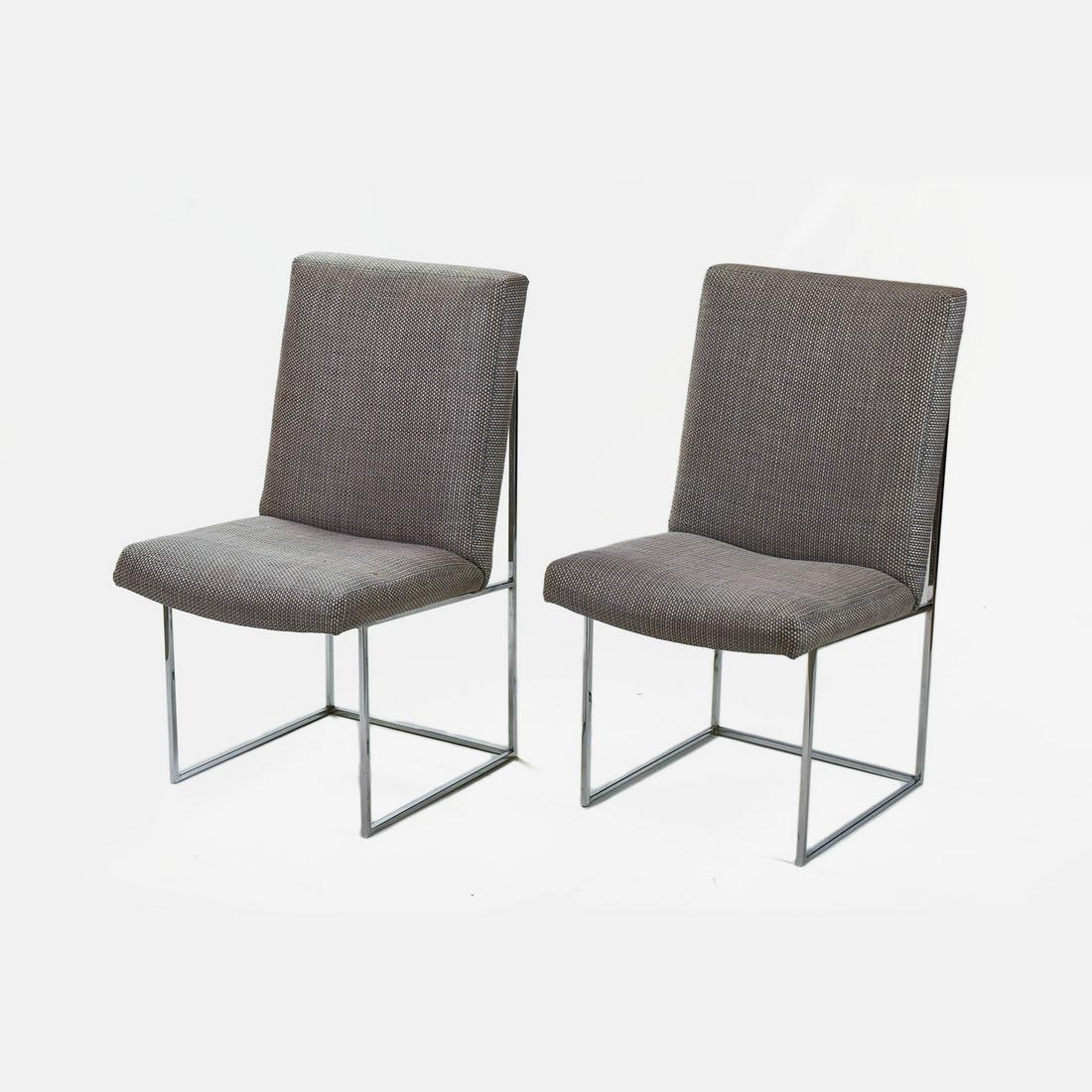 Two Milo Baughman Thin-Frame Dining Chairs: Excellent condition. Model 1187-110, designed in 1971.Seat dimensions: H: 17 W: 19.5 D: 16