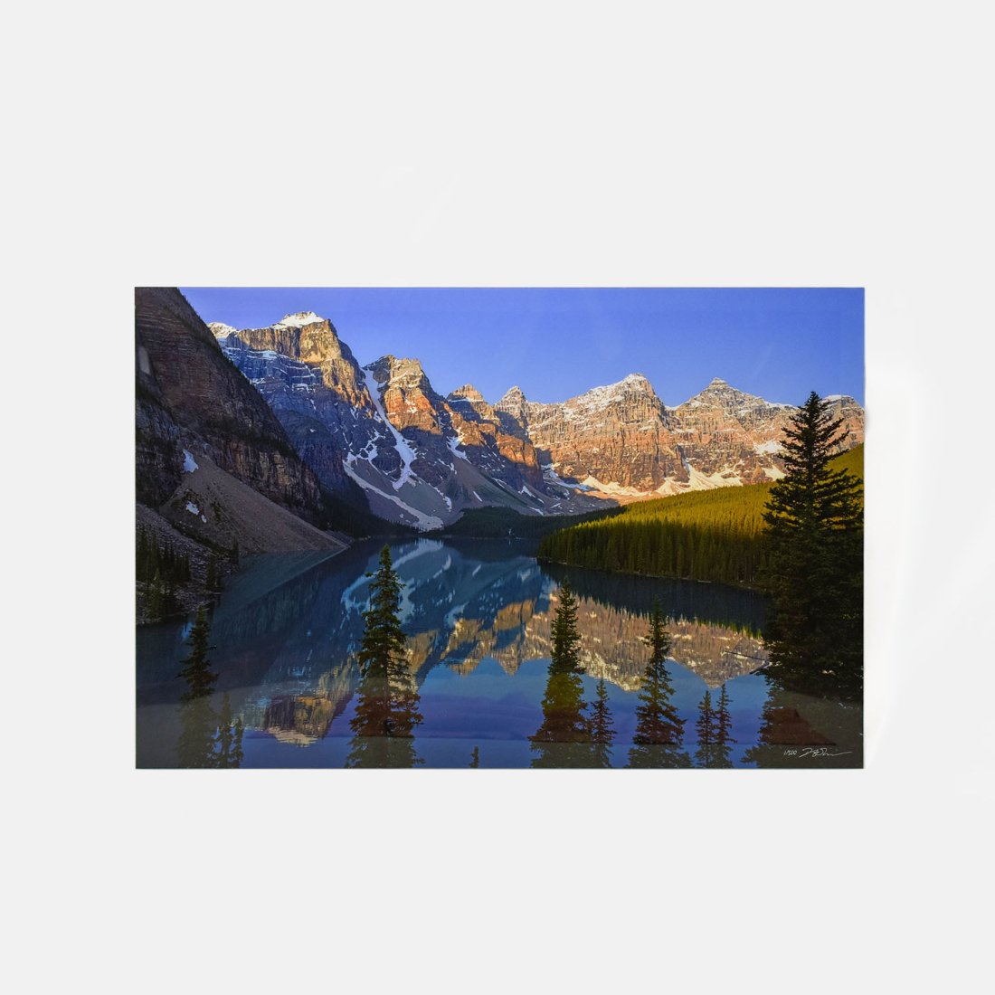 Landscape Photograph on Acrylic Mountain Lake Scene 1/500: This large photograph was acquired from a collector's estate, along with the Peter Lik photos. Very good condition, in basically the same format as the Lik pieces.