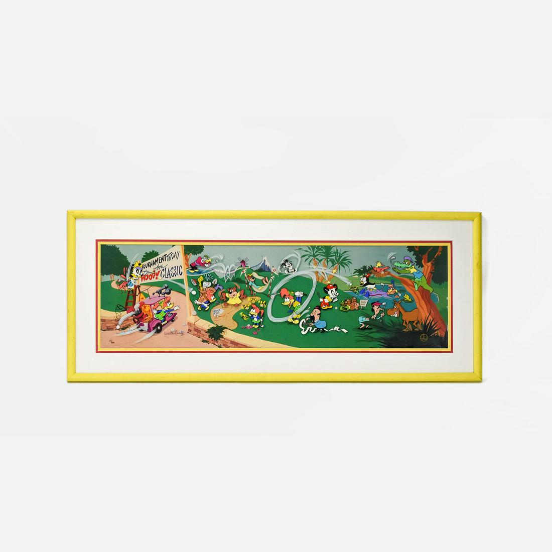 Original Walter Lantz 1992 "Golf-A-Rama" Animation Cel #22/200: RARE original limited edition HAND PAINTED cel on lithographic background from LANTZ STUDIOS . It is signed by animation legend, WALTER LANTZ and has the Walter Lantz seal. Titled " GOLF-A-RAMA " this