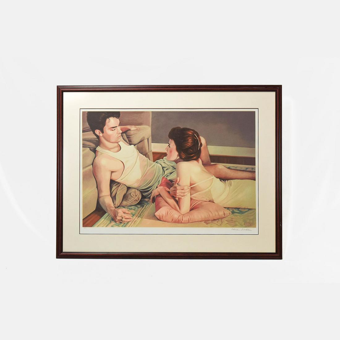 Deckbar, Adrian "Intimacies #3" Serigraph Print #185/275 Large Framed: Excellent, matted and framed under glass. Sight size- H: 27 1/2" W: 39 1/2".