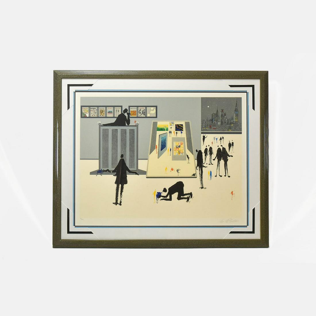 Posillico, Leo "Guilty of Free Expression" Serigraph Print #95/295: Excellent, large, matted and framed under glass. A limited-edition serigraph by Leo Posillico (American, b. 1944). Sight size- H: 30 1/2" W: 39 1/2"