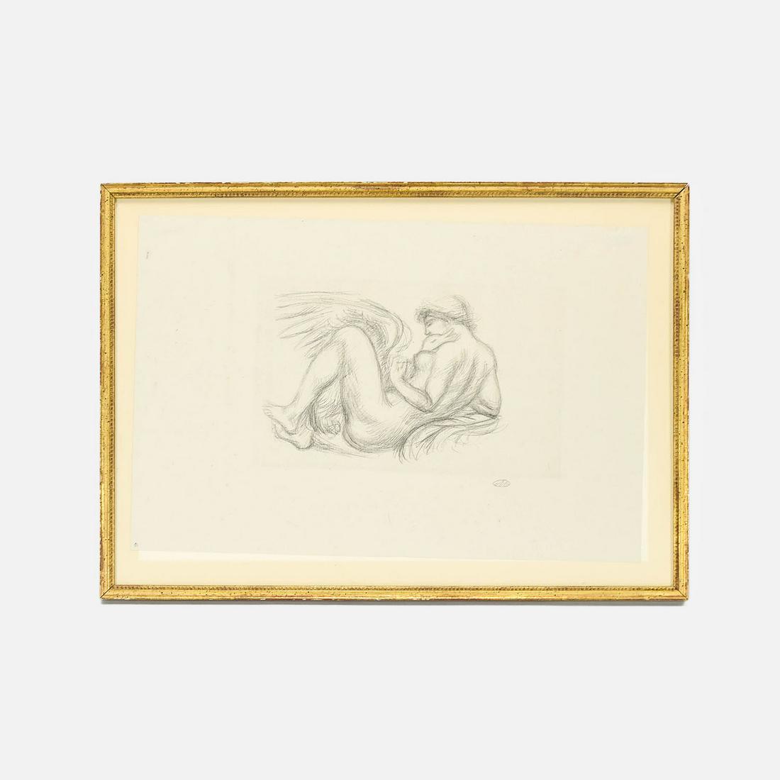 Maillol, Aristide Original 1925 Pencil Signed Print Leda and the Swan: Fine original condition. Float mounted, framed and sealed under glass. Pencil signed cipher. Lithograph on cream laid paper, circa 1925. Published by the Galerie des Peintres-Graveurs, Paris. Leda and