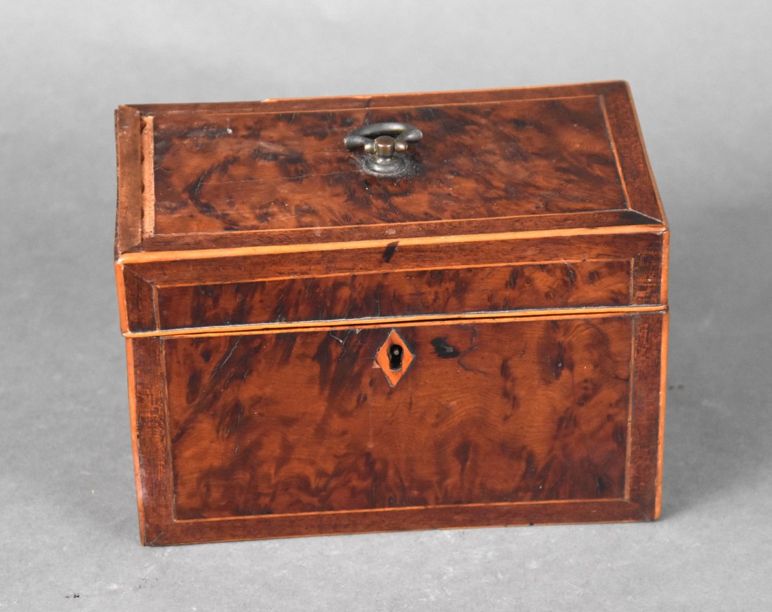 Antique 18thC Burlwood George III Tea Caddy (1 of 8)