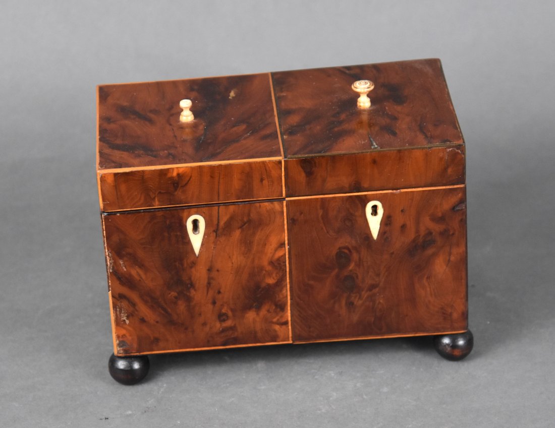 Antique Two-Tone Burlwood George III Tea Caddy (1 of 11)