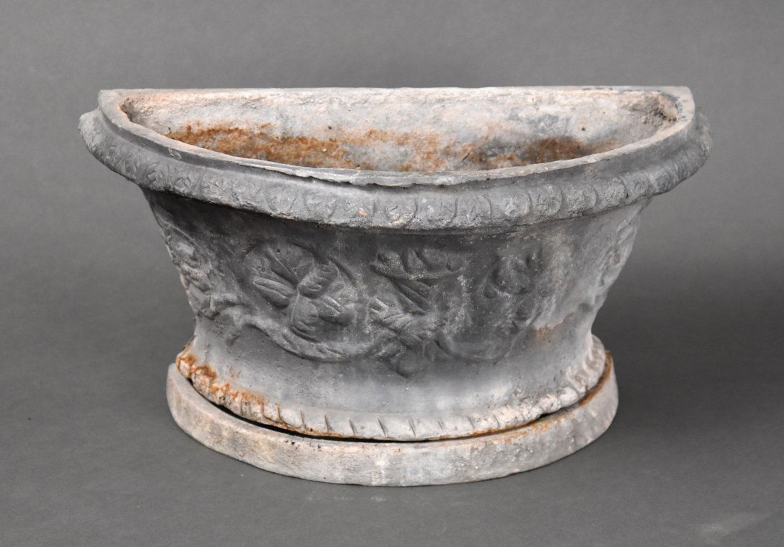 Antique Lead Metal Flower Planter w/Under Tray Garden Decoration (1 of 8)