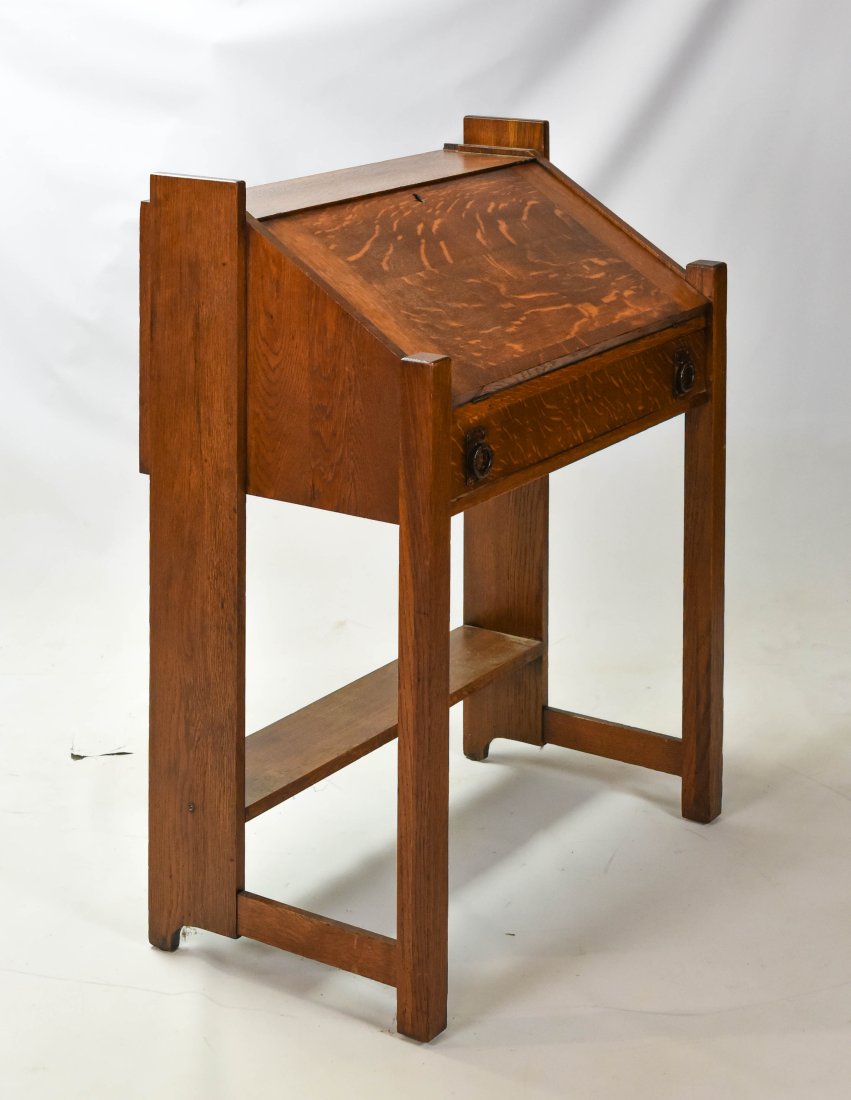Antique Lifetime Mission Oak Arts & Crafts Drop Front Desk (1 of 10)