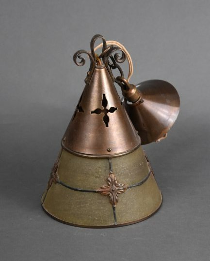 Fine Antique Arts & Crafts Leaded Glass Cone Ceiling Light (1 of 7)