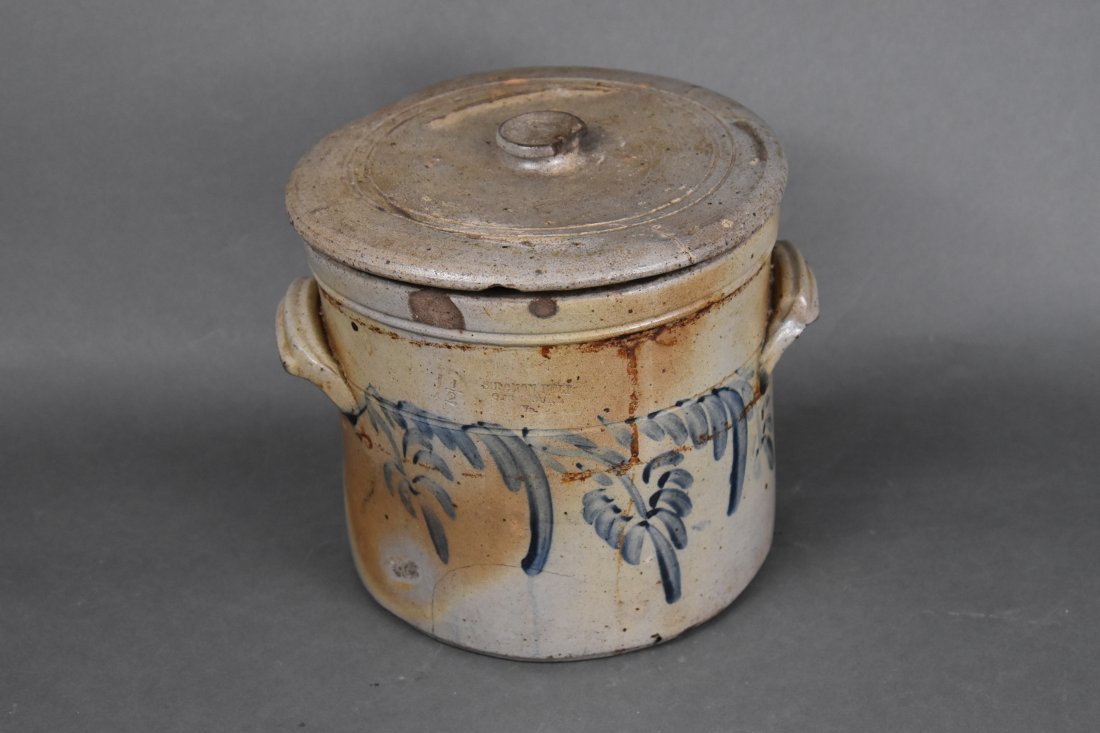 Solomon Bell, Strasburg, VA Stoneware 1 1/2 Gal Crock with Lid (1 of 15)
