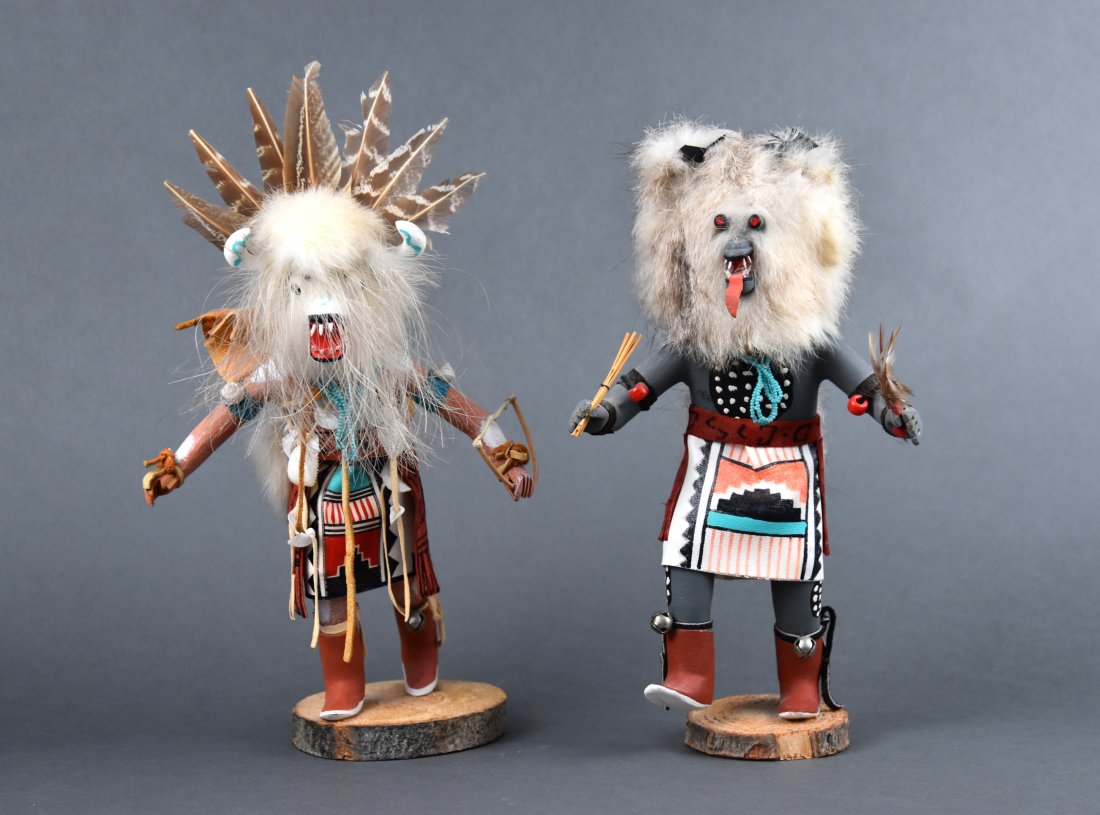 Two Signed Hopi Kachina Carved Wood Doll Native American Indian Figurines (1 of 10)