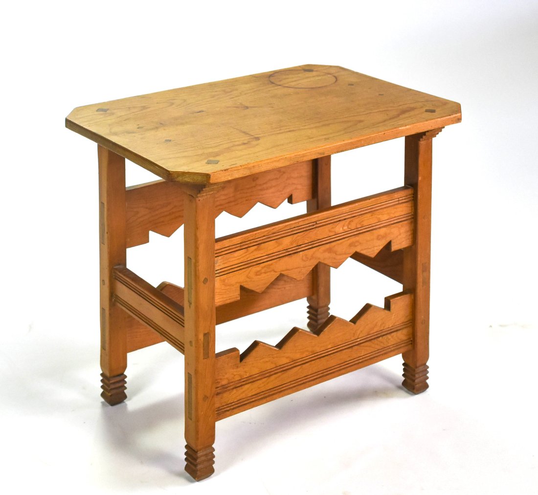 Vintage 1930s Taos New Mexico Hand Carved Wood Small Side Table (1 of 9)