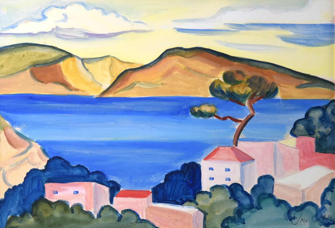 Signed 1942 California Impressionist Watercolor Painting (1 of 6)