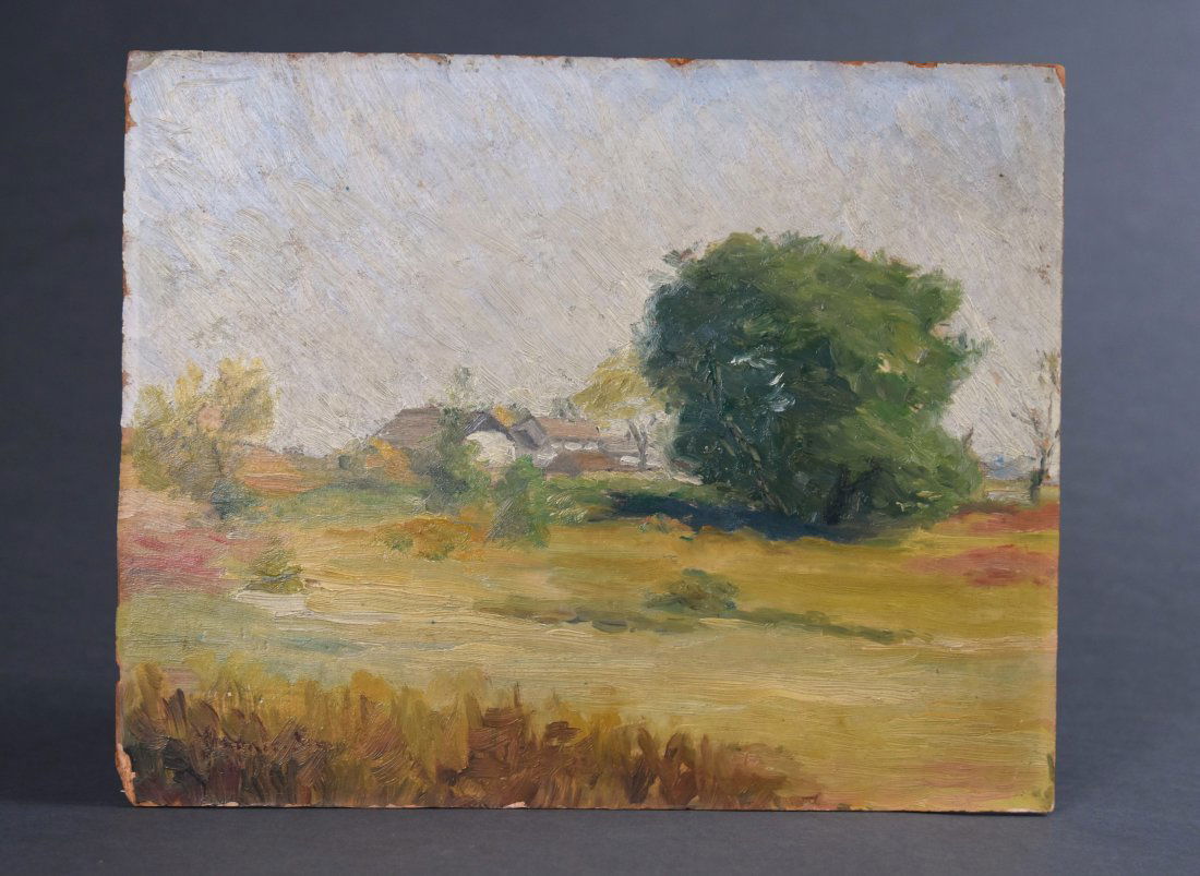 Signed 1920s American Impressionist Landscape Oil Painting on Board (1 of 8)