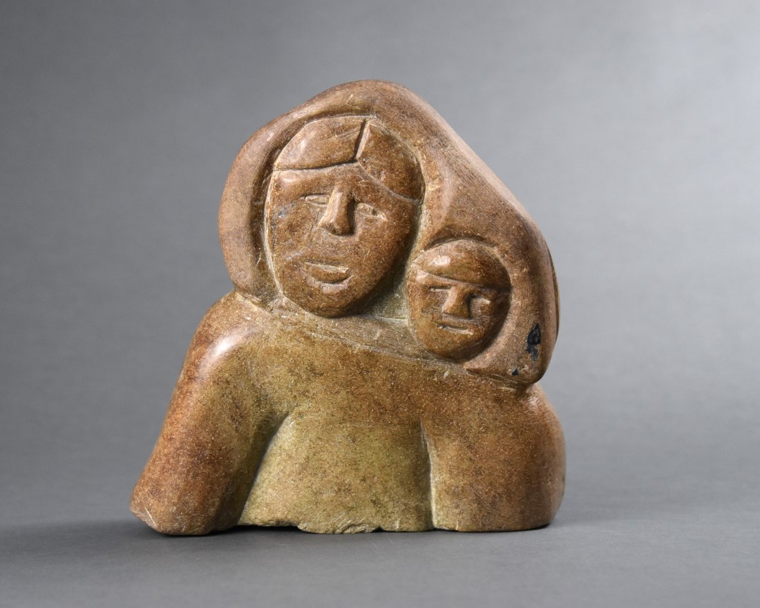 Native American Inuit Carved Soapstone Mother and Child (1 of 9)