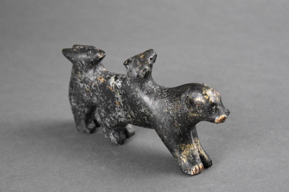 Inuit Native American Northwest Coast Carved Soapstone Polar Bear Family (1 of 9)