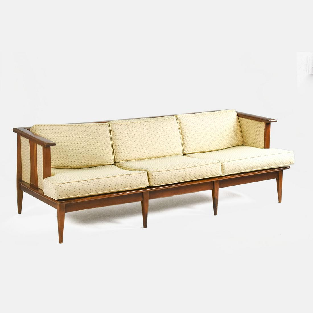 Heywood Wakefield Cliff House MCM Cherry 3-Seat Sofa (1 of 8)
