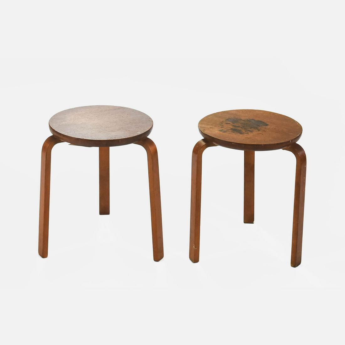 Two 1960s Alvar Aalto Stool 60 MCM Danish Modern Pair (1 of 9)