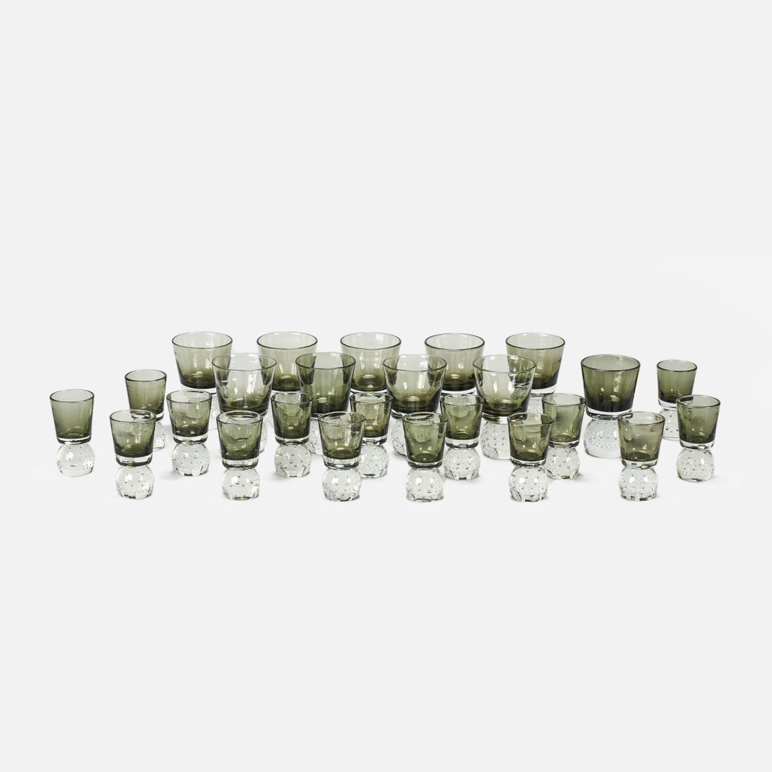 Carl Erickson Controlled Bubble Paperweight Tumbler MCM 25pc Glassware Set (1 of 7)