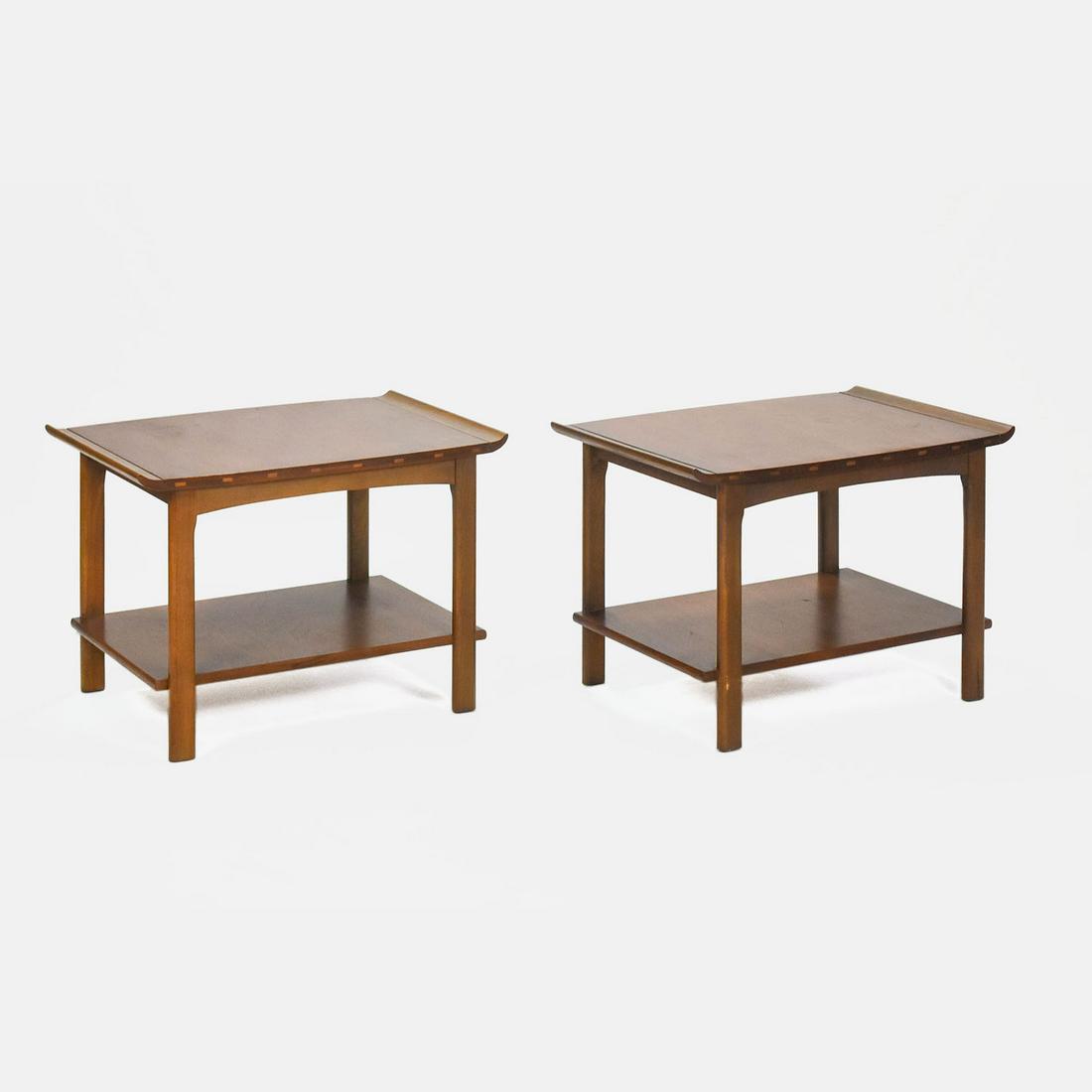 Two Lane MCM Pagoda Edge Inlaid Surfboard End Tables (1 of 11)